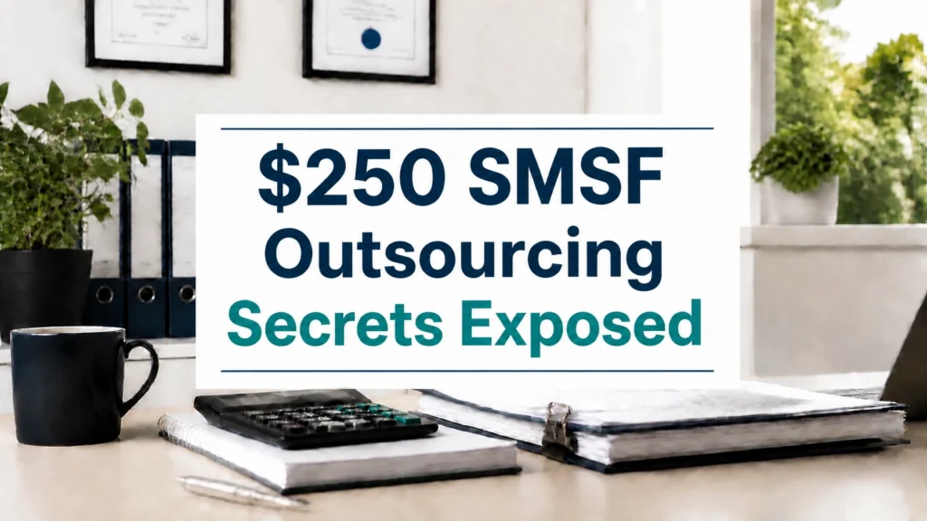 $250 SMSF outsourcing secrets exposed on a professional office desk for BlueCrest Accounting Solutions