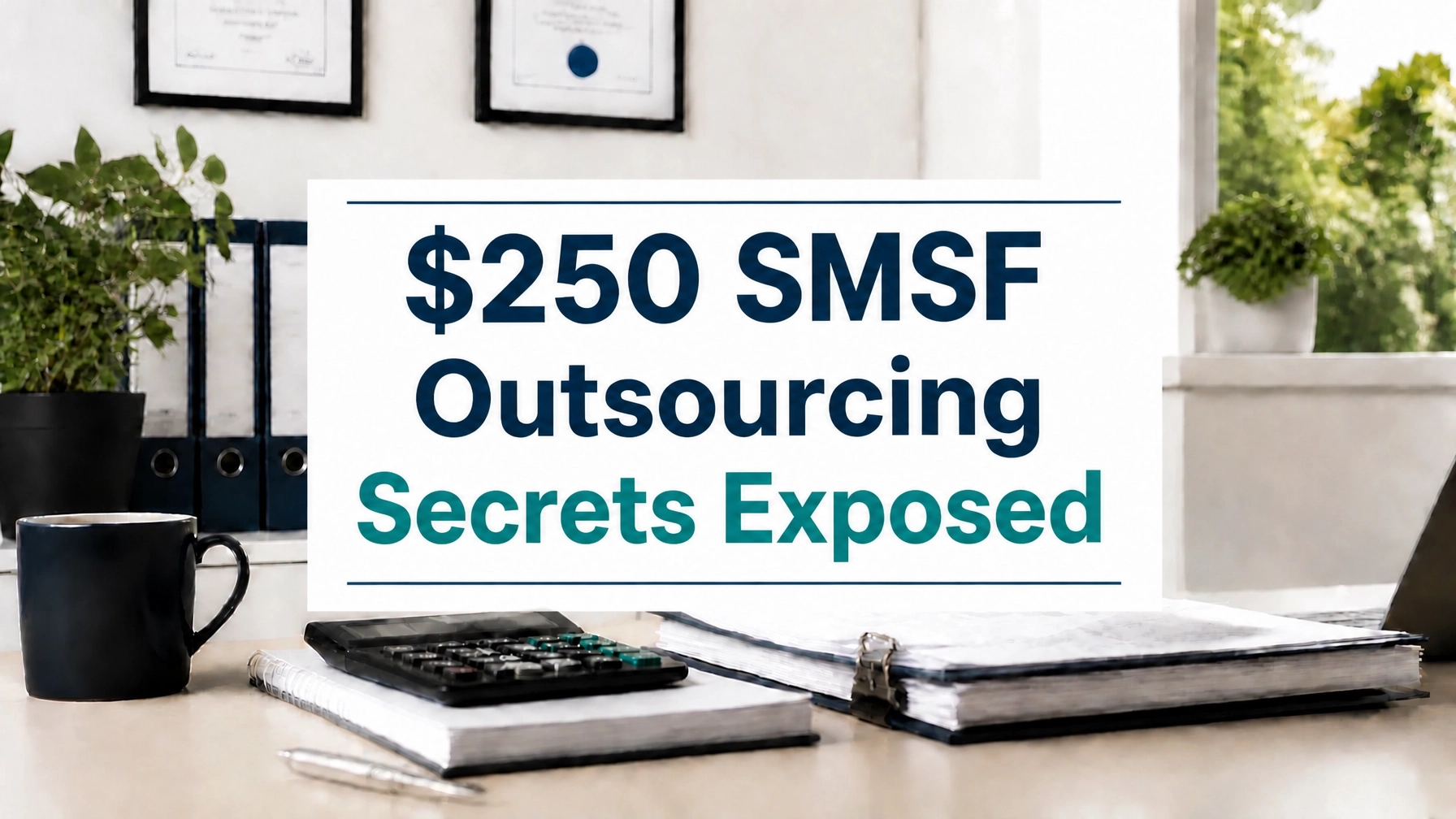 $250 SMSF outsourcing secrets exposed on a professional office desk for BlueCrest Accounting Solutions blog