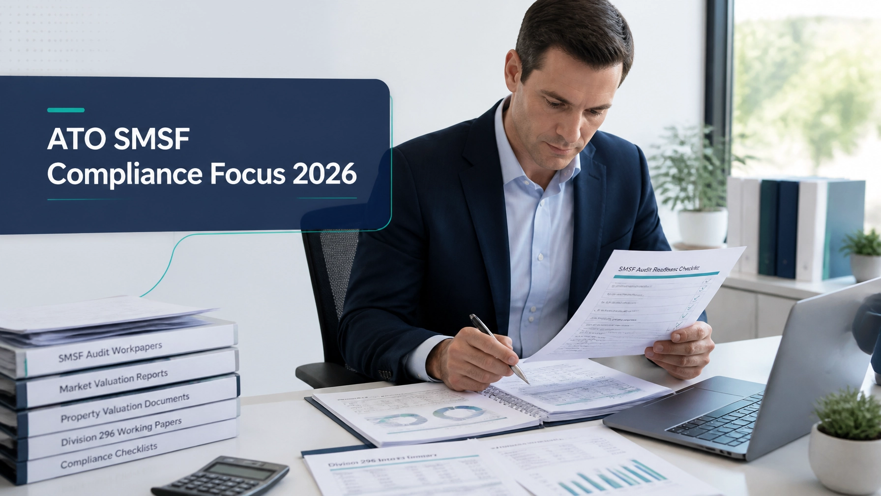 Australian CPA reviewing SMSF audit files, market valuation reports and Division 296 workpapers