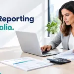 Australian accountant reviewing GST reporting records and BAS data