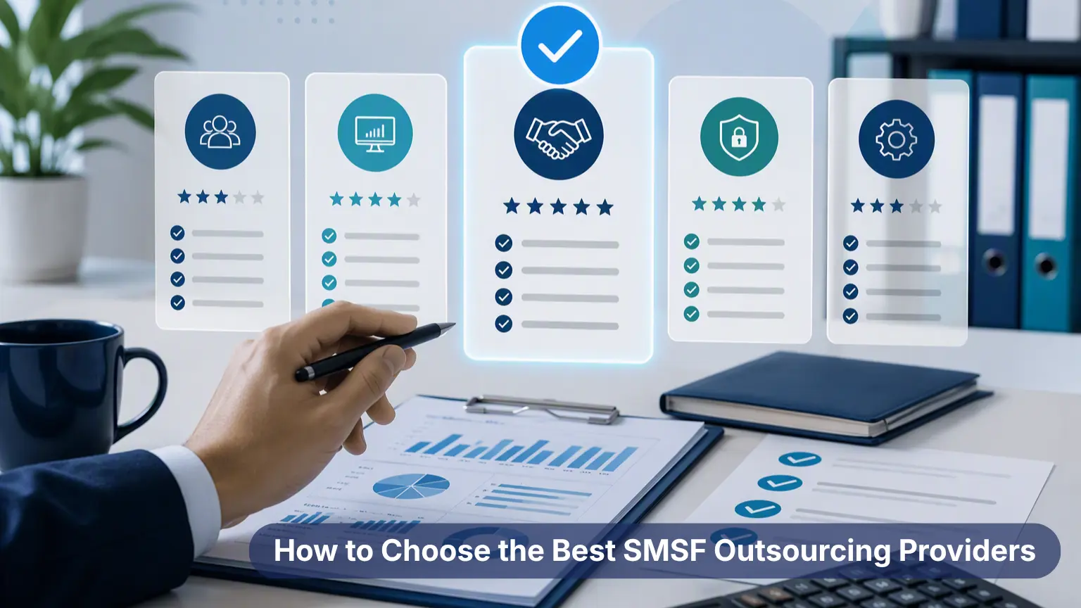 SMSF outsourcing provider selection and evaluation process in a professional accounting environment. Show more lines